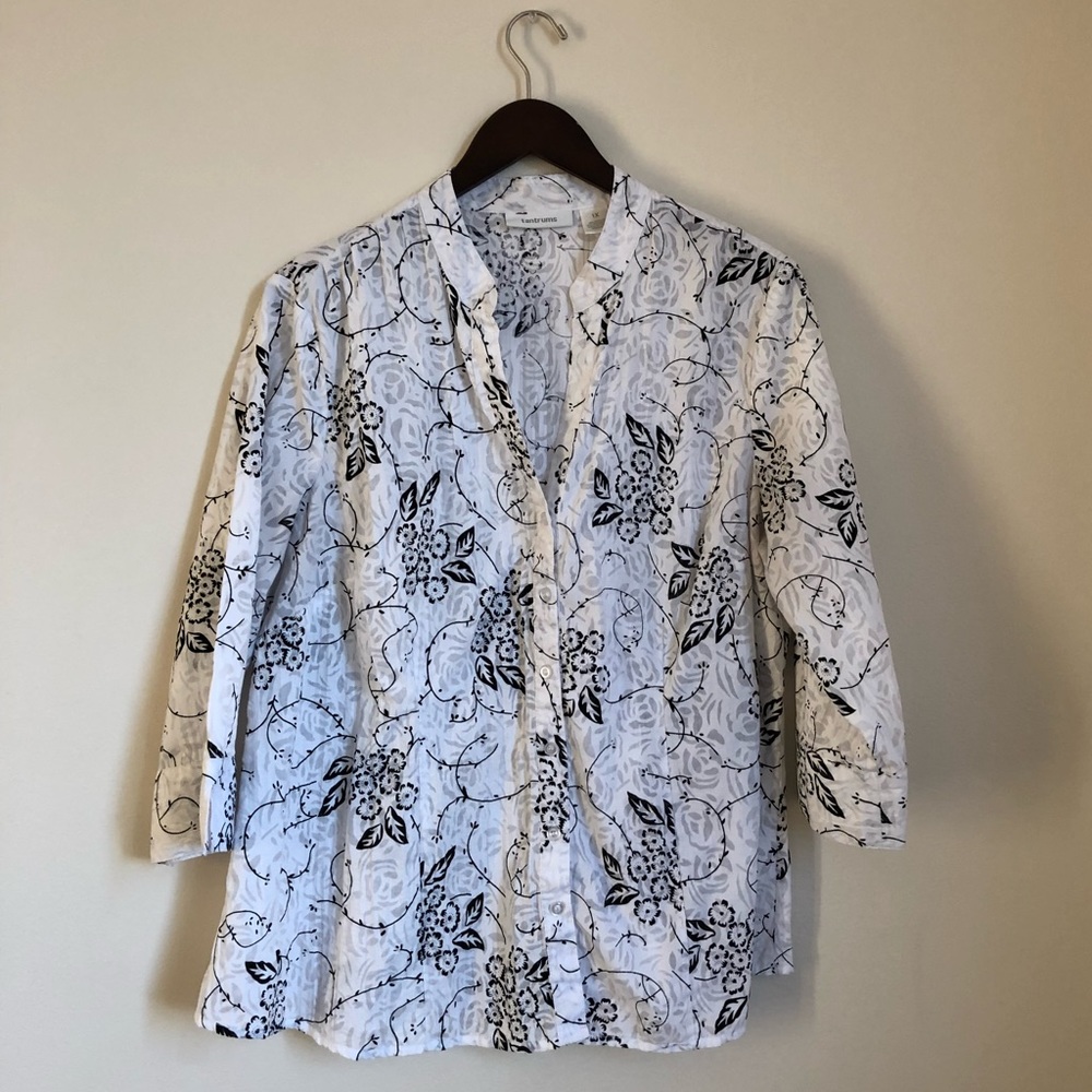 ☀️Tantrums 3/4 Slv Floral Burnout Blouse